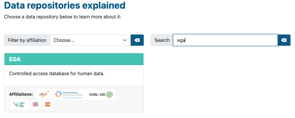 EEGA navigation tile with affiliations